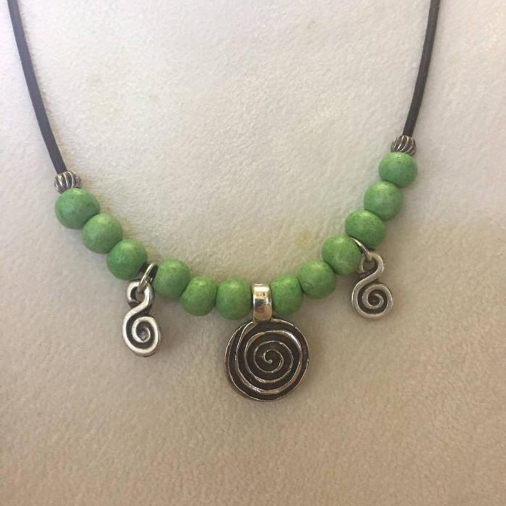 Beautiful Ceramic Beads, Silver Plated Pendant